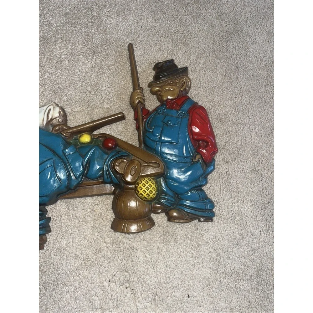 Vge 1971 SEXTON Wall Art Hanging Number 792 Man Shooting Pool Cast Iron Metal